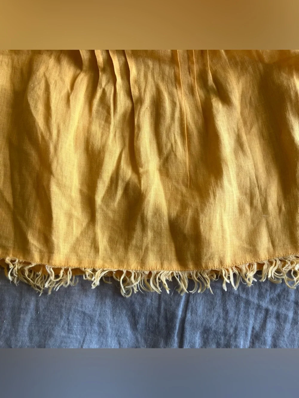 Faherty Yosepha Marigold Linen Fringe Ruffle Blouse - Size Small - Picture 8 of 10